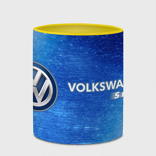 Кружка цветная VOLKSWAGEN Sport - Глитч / 3D-Белый + желтый – фото 2