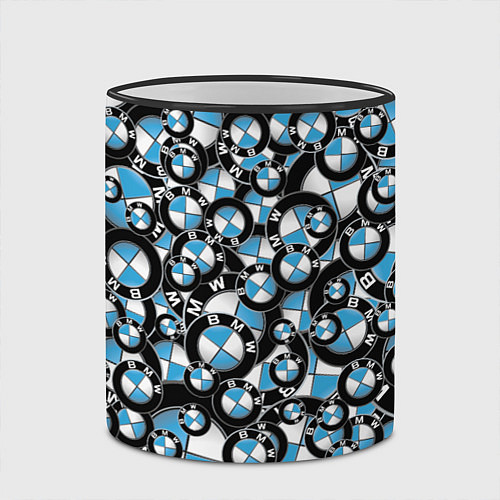 Кружка цветная BMW PATTERN LOGO / 3D-Черный кант – фото 2