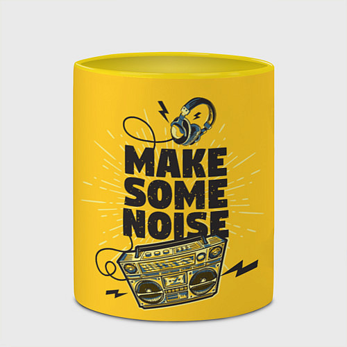 Кружка цветная Make Some Noise музыка / 3D-Белый + желтый – фото 2