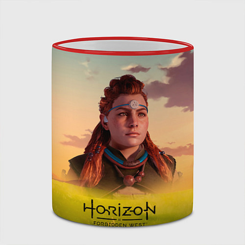 Кружка цветная Horizon Forbidden West Aloy / 3D-Красный кант – фото 2