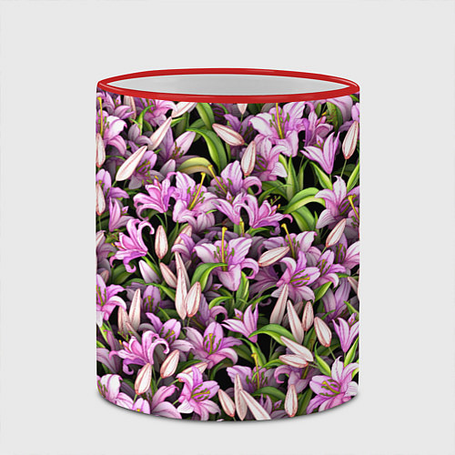 Кружка цветная Лилии цветут / 3D-Красный кант – фото 2