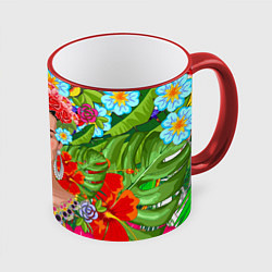 Кружка 3D Фрида Кало Мексика Художник Феминист 3D, цвет: 3D-красный кант