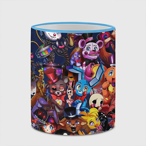 Кружка цветная Cute Fnaf Pattern / 3D-Небесно-голубой кант – фото 2