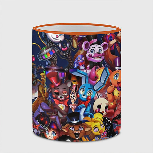 Кружка цветная Cute Fnaf Pattern / 3D-Оранжевый кант – фото 2