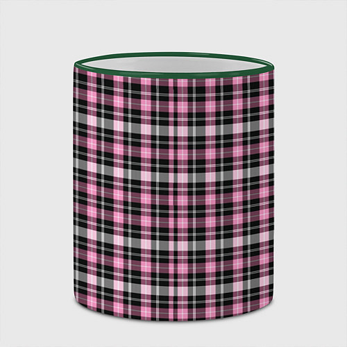 Кружка цветная Шотландская клетка Tartan scottish роз-черно-бел / 3D-Зеленый кант – фото 2