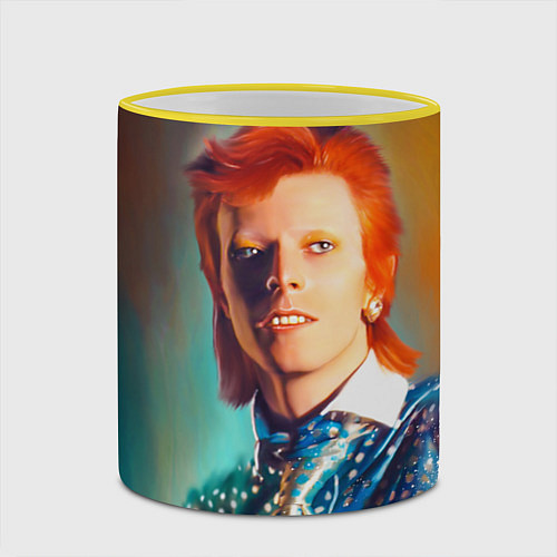 Кружка цветная Ziggy Stardust Portrait / 3D-Желтый кант – фото 2