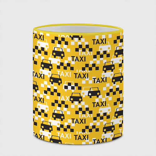 Кружка цветная Такси Taxi / 3D-Желтый кант – фото 2