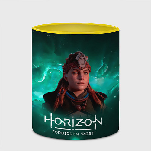 Кружка цветная Aloy - Элой Horizon Forbidden West / 3D-Белый + желтый – фото 2