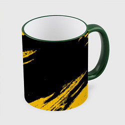 Кружка 3D BLACK AND YELLOW GRUNGE ГРАНЖ, цвет: 3D-зеленый кант