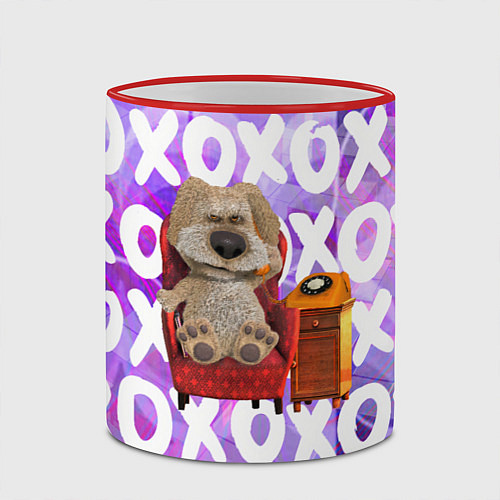 Кружка цветная Бен Собака / 3D-Красный кант – фото 2