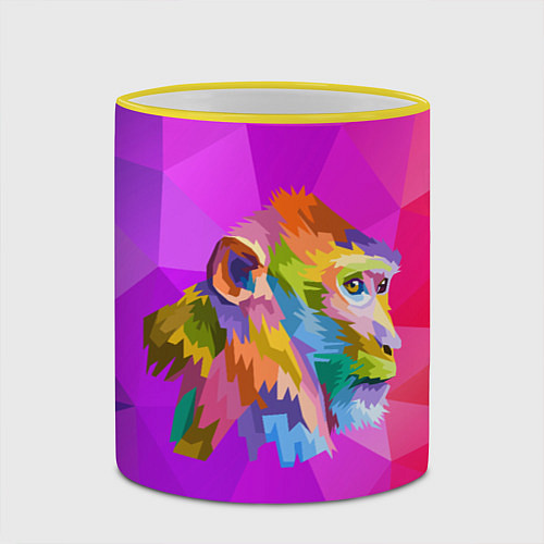 Кружка цветная Цветная обезьяна Color monkey / 3D-Желтый кант – фото 2