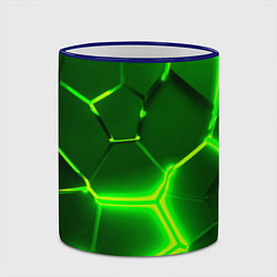 Кружка 3D 3D ПЛИТЫ НЕОН NEON GREEN HEXAGON РАЗЛОМ, цвет: 3D-синий кант — фото 2