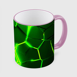 Кружка 3D 3D ПЛИТЫ НЕОН NEON GREEN HEXAGON РАЗЛОМ, цвет: 3D-розовый кант