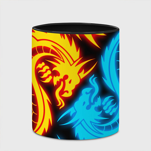 Кружка цветная НЕОНОВЫЕ ДРАКОНЫ NEON DRAGONS / 3D-Белый + черный – фото 2