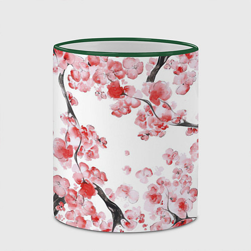 Кружка цветная Ранняя сакура / 3D-Зеленый кант – фото 2