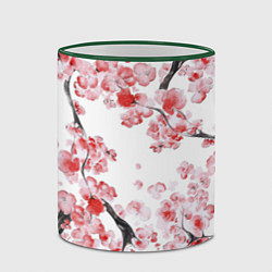 Кружка 3D Ранняя сакура, цвет: 3D-зеленый кант — фото 2