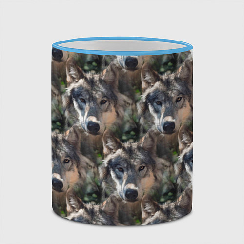 Кружка цветная Волки клипарт wolfs / 3D-Небесно-голубой кант – фото 2