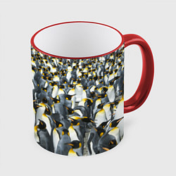 Кружка 3D Пингвины Penguins, цвет: 3D-красный кант