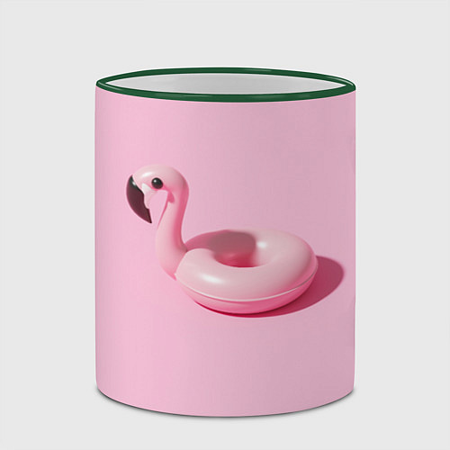 Кружка цветная Flamingos Розовый фламинго / 3D-Зеленый кант – фото 2