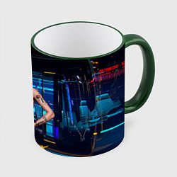 Кружка 3D Judy Джуди Cyberpunk 2077, цвет: 3D-зеленый кант