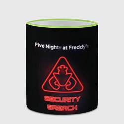 Кружка 3D Five Nights at Freddys: Security Breach logo, цвет: 3D-светло-зеленый кант — фото 2