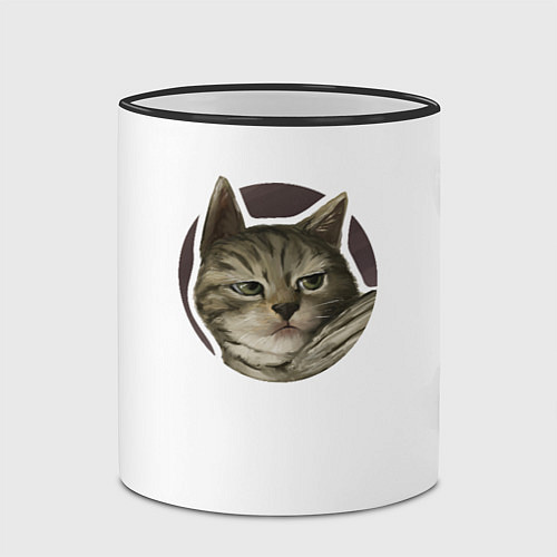 Кружка цветная Кот презрения / 3D-Черный кант – фото 2