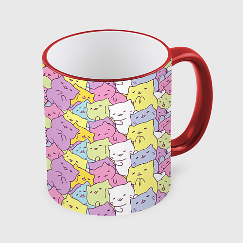Кружка цветная Cute pattern of seals / 3D-Красный кант – фото 1