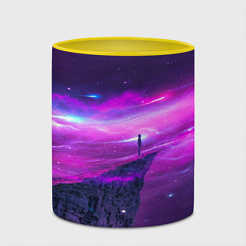 Кружка цветная Наедине со вселенной Alone with the universe / 3D-Белый + желтый – фото 2