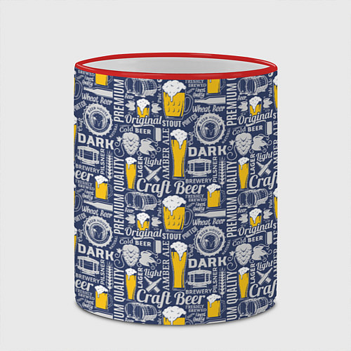 Кружка цветная Пиво Craft Beer / 3D-Красный кант – фото 2