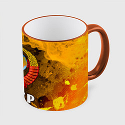 Кружка 3D СОВЕТСКИЙ СОЮЗ - ГЕРБ - Пламя, цвет: 3D-оранжевый кант