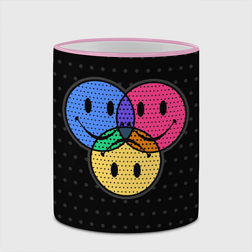 Кружка цветная Three emoticons три смайлика / 3D-Розовый кант – фото 2