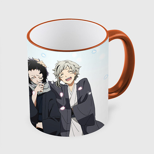 Кружка цветная Bungo Stray Dogs art / 3D-Оранжевый кант – фото 1