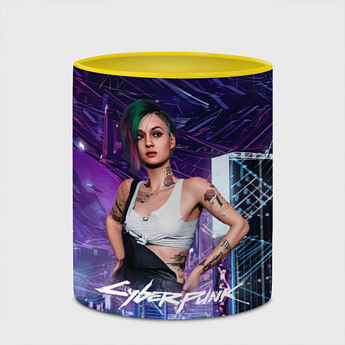 Кружка цветная Judy Cyberpunk2077 Джуди / 3D-Белый + желтый – фото 2
