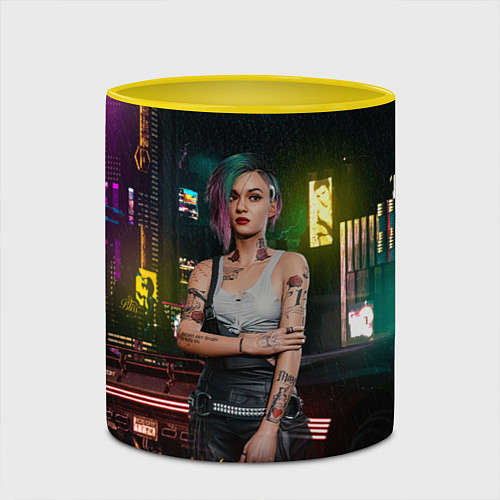 Кружка цветная Judy cyberpunk2077 / 3D-Белый + желтый – фото 2