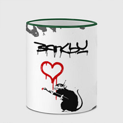 Кружка 3D БЭНКСИ - КРЫСА И СЕРДЕЧКО Брызги, цвет: 3D-зеленый кант — фото 2