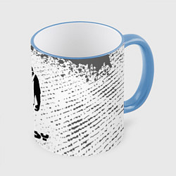 Кружка 3D БЭНКСИ - ОБЕЗЬЯНА - Брызги, цвет: 3D-небесно-голубой кант