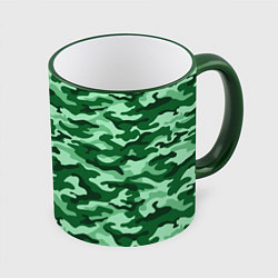 Кружка 3D Зеленый монохромный камуфляж, цвет: 3D-зеленый кант
