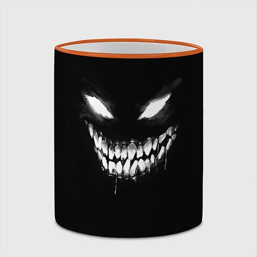 Кружка цветная Неоновое лицо монстра / 3D-Оранжевый кант – фото 2