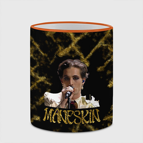 Кружка цветная Maneskin Coraline Sanremo gold edition / 3D-Оранжевый кант – фото 2