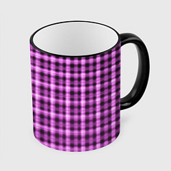 Кружка 3D Неоновый узор в клетку Светящиеся квадраты, сетка, цвет: 3D-черный кант
