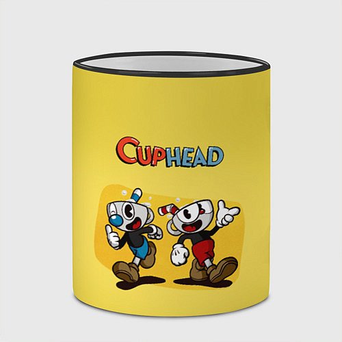 Кружка цветная Cuphead and Mugman Чашечки / 3D-Черный кант – фото 2
