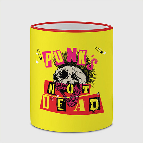 Кружка цветная Punks Not Dead - Панки Хой! / 3D-Красный кант – фото 2