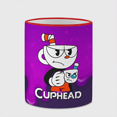 Кружка цветная Недовольная чашечка cuphead / 3D-Красный кант – фото 2