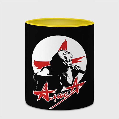 Кружка цветная Алиса рок группа / 3D-Белый + желтый – фото 2