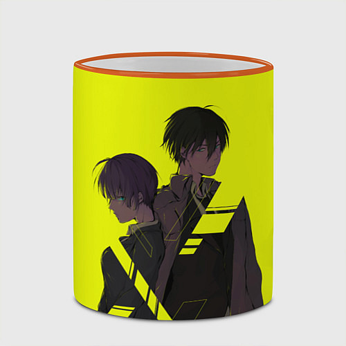 Кружка цветная Аканэ и Нобучика / 3D-Оранжевый кант – фото 2