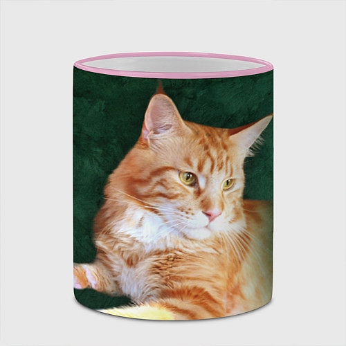 Кружка цветная Мейн кун рыжий кот / 3D-Розовый кант – фото 2