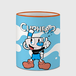 Кружка 3D Cuphead синяя чашечка, цвет: 3D-оранжевый кант — фото 2