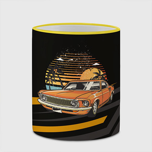 Кружка цветная Оранжевый классический авто / 3D-Желтый кант – фото 2