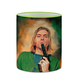 Кружка 3D Nirvana - Kurt Cobain with a gun, цвет: 3D-светло-зеленый кант — фото 2