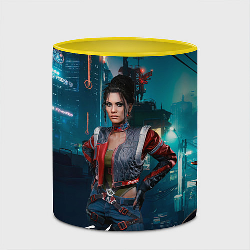 Кружка цветная Panam cyberpunk 2077 / 3D-Белый + желтый – фото 2